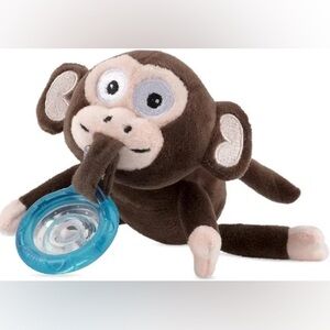 Brown Plush Monkey Pacifier Clip